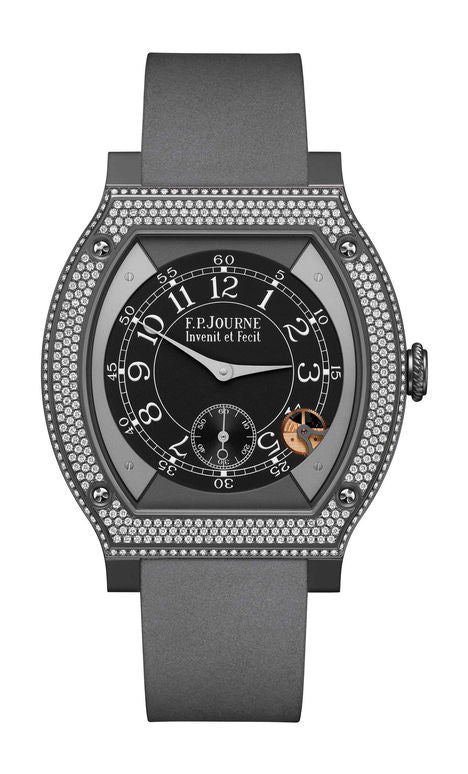 F.P.Journe élégante 48 Titalyt Diamonds 40mm Black Dial Titanium Rubber Strap - WATCHXNYC