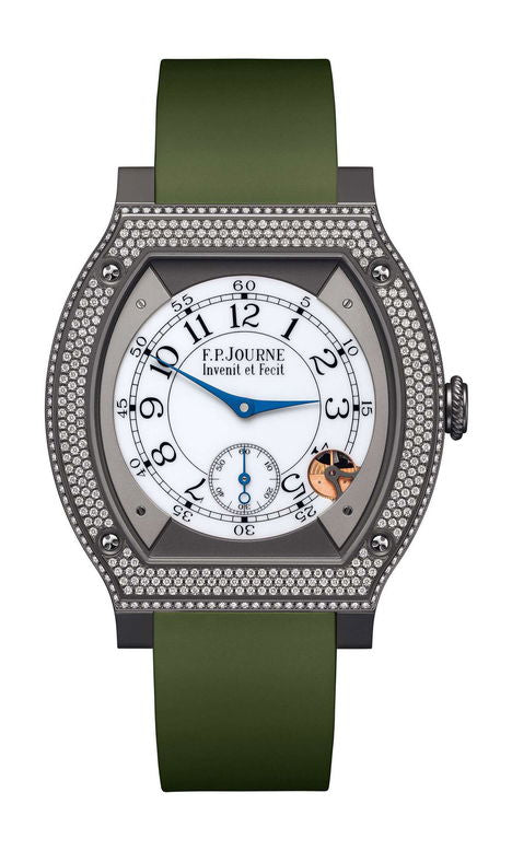 F.P.Journe élégante 48 Titalyt Diamonds 40mm White Dial Titanium Rubber Strap - WATCHXNYC