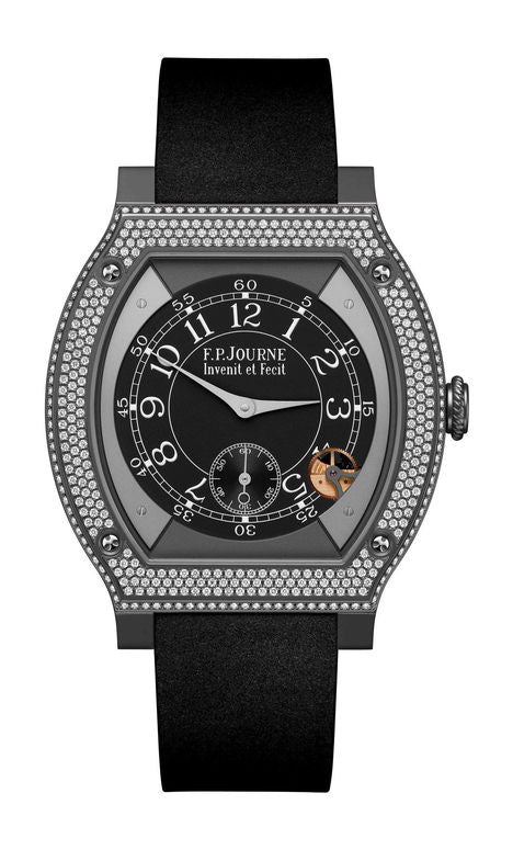 F.P.Journe élégante 48 Titalyt Diamonds 40mm Black Dial Titanium Rubber Strap - WATCHXNYC
