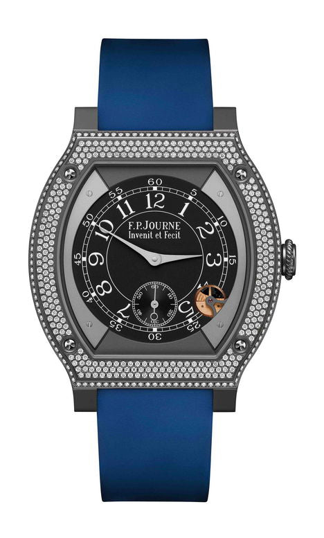 F.P.Journe élégante 48 Titalyt Diamonds 40mm Black Dial Titanium Rubber Strap - WATCHXNYC