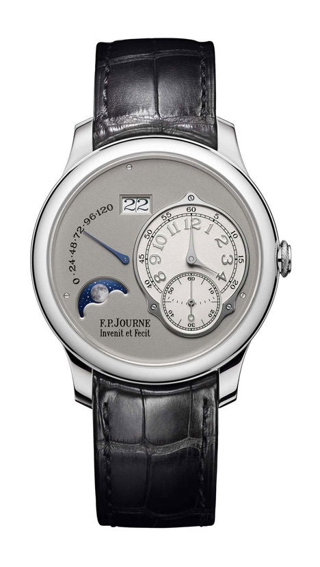 F.P.Journe Lune 42mm Gray Dial Platinum Alligator Leather Strap - WATCHXNYC