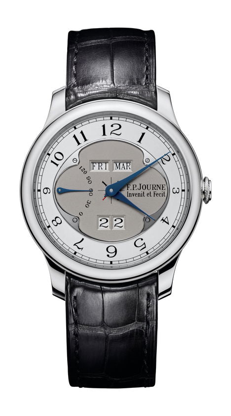 F.P.Journe Quantième Perpétuel Gold Dial 40mm Silver Dial Platinum Alligator Leather Strap - WATCHXNYC