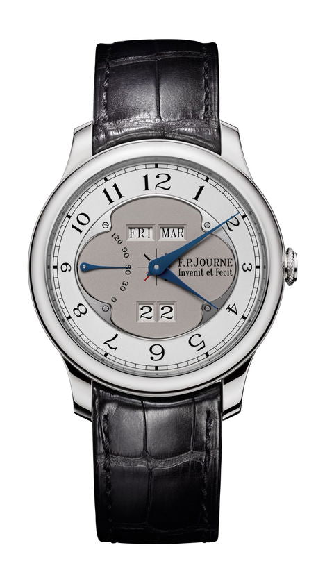 F.P.Journe Quantième Perpétuel Gold Dial 42mm Silver Dial Platinum Alligator Leather Strap - WATCHXNYC