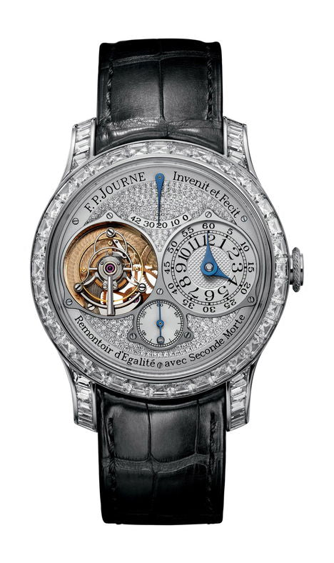 F.P.Journe Tourbillon Souverain Set with Diamonds 40mm Silver Dial Platinum Alligator Leather Strap - WATCHXNYC