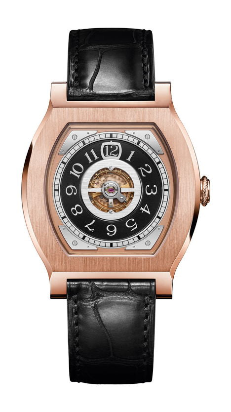 F.P.Journe Vagabondage I Gold 45.20 x 37.50mm Black Dial 6N Gold Alligator Leather Strap - WATCHXNYC