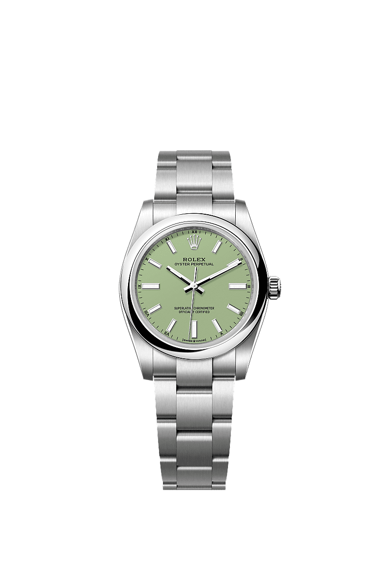 Rolex Oyster Perpetual 34mm Pistachio-Green Dial Oystersteel 124200 - WATCHXNYC