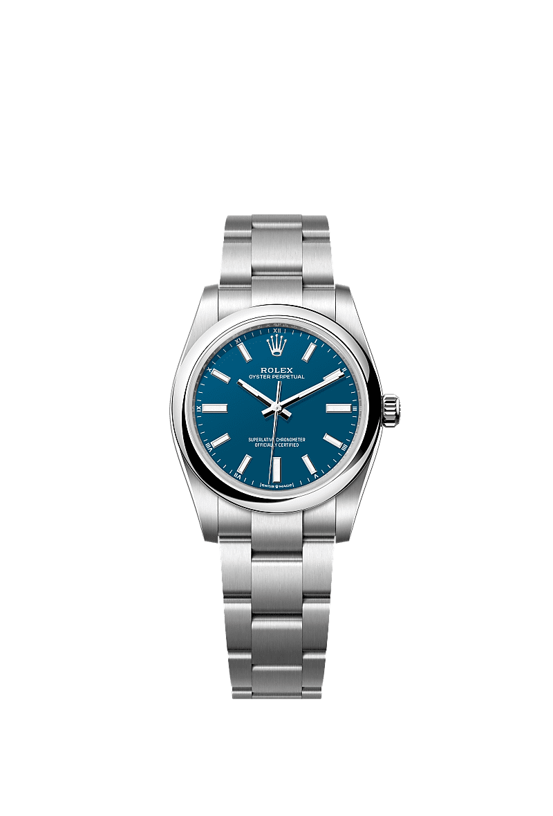 Rolex Oyster Perpetual 34mm Blue Dial Oystersteel 124200 - WATCHXNYC
