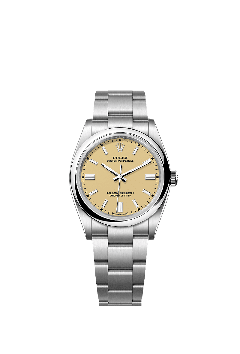 Rolex Oyster Perpetual 36mm Beige Dial Oystersteel 126000 - WATCHXNYC