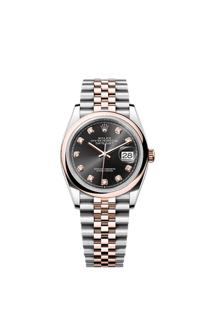 Rolex Datejust 36mm Black Diamond Dial Oystersteel & Everose Gold m126201-0019