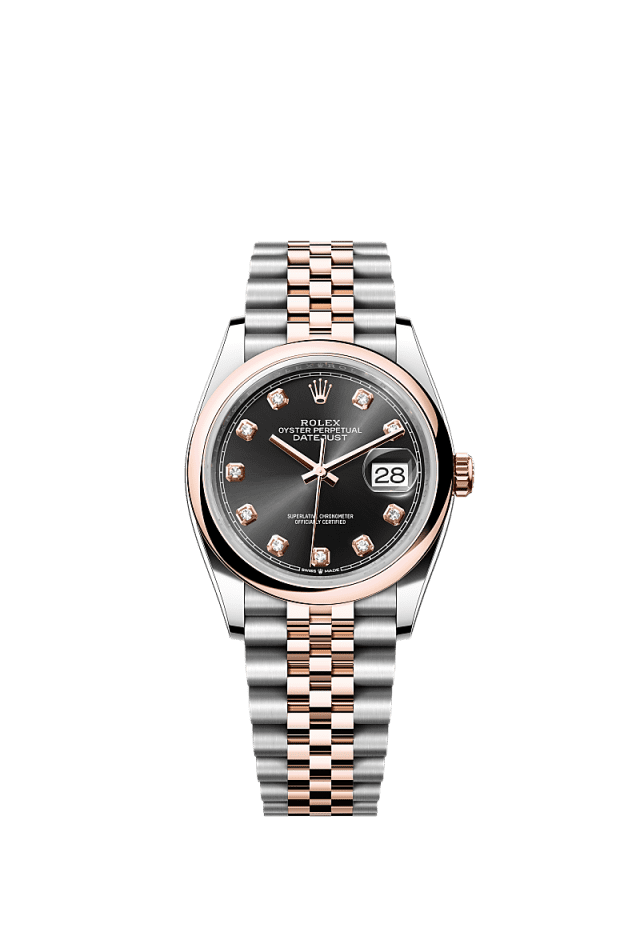 Rolex Datejust 36mm Black Diamond Dial Oystersteel & Everose Gold m126201-0019 - WATCHXNYC