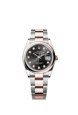 Rolex Datejust 36mm Bright Black Diamond Dial Oystersteel & Everose Gold m126201-0020