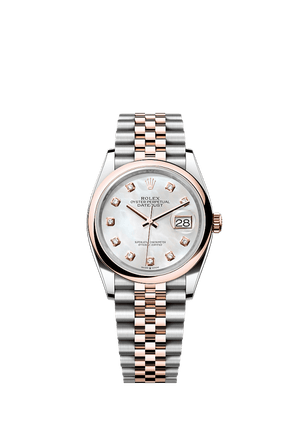 Rolex Datejust 36mm White Mother-Of-Pearl Diamond Dial Oystersteel & Everose Gold m126201-0021