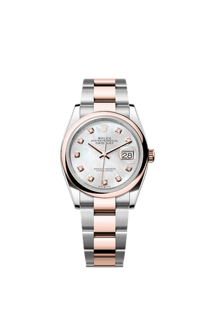 Rolex Datejust 36mm White Mother-Of-Pearl Diamond Dial Oystersteel & Everose Gold m126201-0022