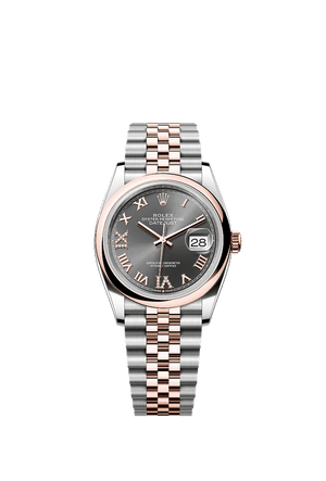 Rolex Datejust 36mm Slate Diamond Dial Oystersteel & Everose Gold m126201-0023