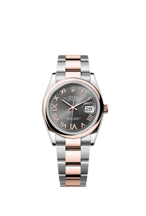 Rolex Datejust 36mm Slate Diamond Dial Oystersteel & Everose Gold m126201-0024
