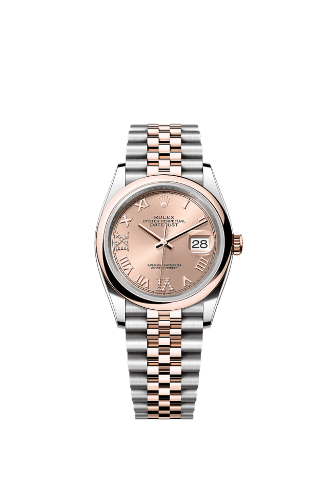 Rolex Datejust 36mm Rosé Diamond Dial Oystersteel & Everose Gold m126201-0027 - WATCHXNYC