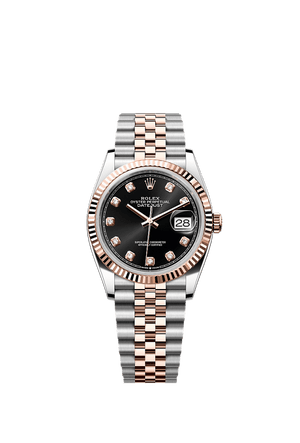 Rolex Datejust 36mm Bright Black Diamon Dial Oystersteel & Everose Gold 126231