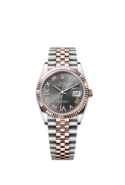 Rolex Datejust 36mm Slate Diamond Dial Oystersteel & Everose Gold 1262