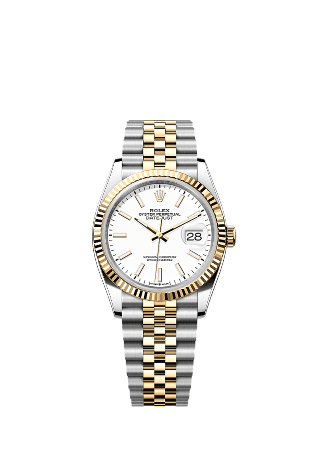 Rolex Datejust 36mm White Dial Oystersteel & Yellow Gold 126233 - WATCHXNYC