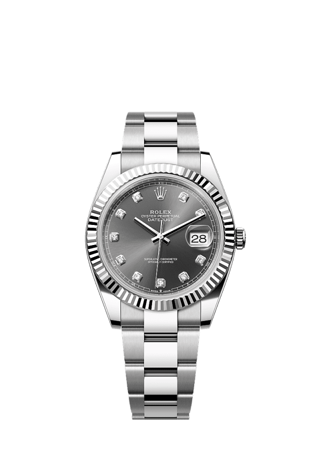 Rolex Datejust 41mm Slate Diamonds Dial Oystersteel & White Gold 126334 - WATCHXNYC