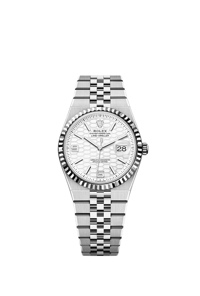 Rolex Land-Dweller 36mm Intense White Dial Oystersteel & White Gold 127234 - WATCHXNYC