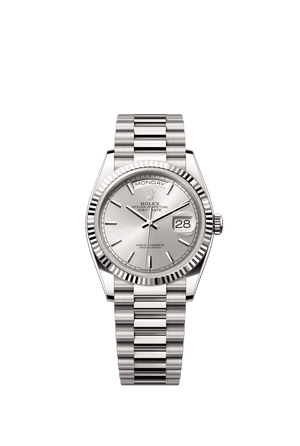 Rolex Day-Date 36mm Silver Dial White Gold m128239-0005