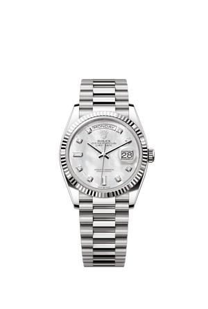 Rolex Day-Date 36mm White Mother-Of-Pearl Diamond Dial White Gold m128239-0007