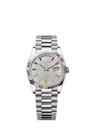 Rolex Day-Date 36mm Diamond Paved Dial White Gold m128239-0019