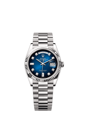 Rolex Day-Date 36mm Blue Ombré Diamond Dial White Gold m128239-0023