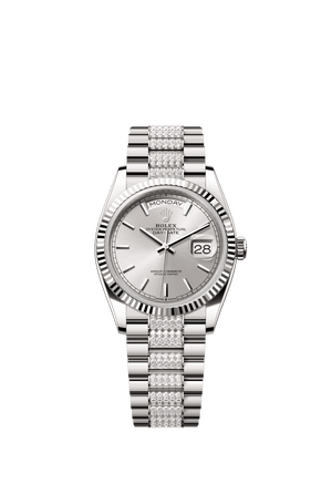 Rolex Day-Date 36mm Silver Dial White Gold m128239-0025