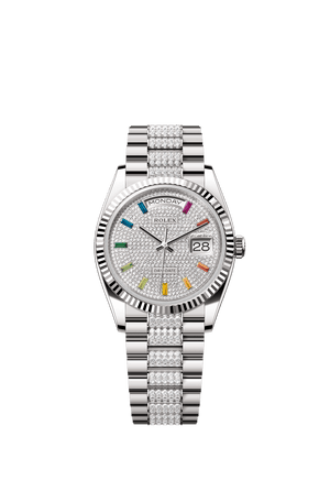 Rolex Day-Date 36mm Diamond Paved Dial White Gold m128239-0027