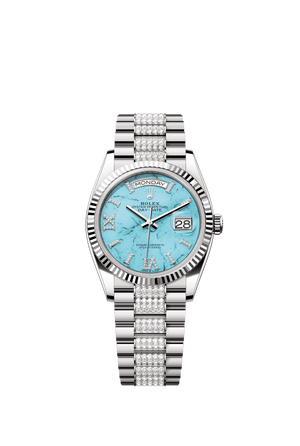 Rolex Day-Date 36mm Turquoise Diamond Dial White Gold m128239-0045