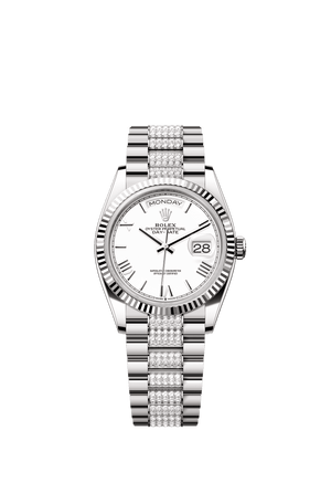 Rolex Day-Date 36mm White Dial White Gold m128239-0060