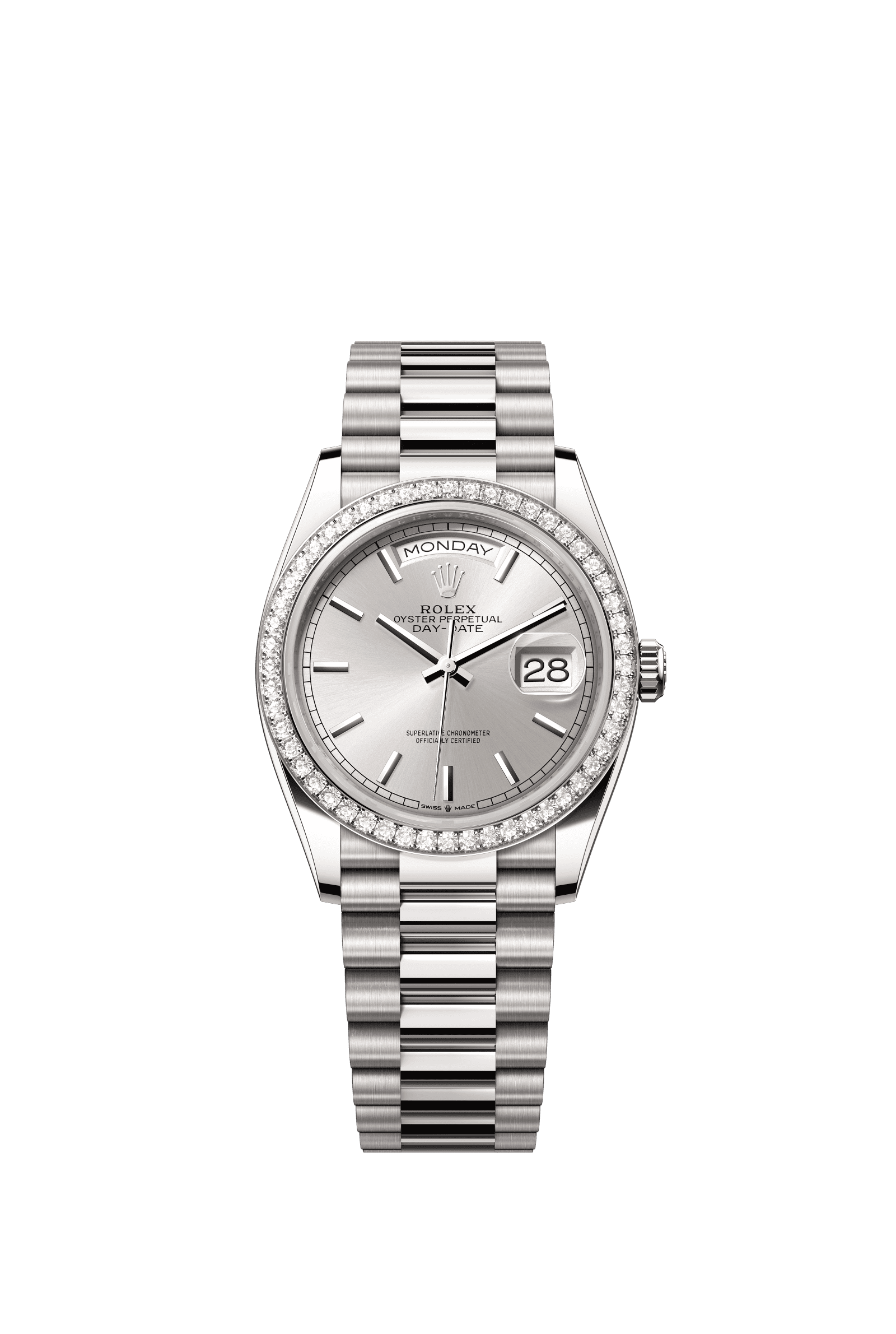 Rolex Day-Date 36mm Silver Dial White Gold m128349rbr-0001 - WATCHXNYC