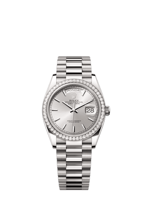 Rolex Day-Date 36mm Silver Dial White Gold m128349rbr-0001