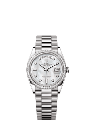 Rolex Day-Date 36mm White Mother-Of-Pearl Diamond Dial White Gold m128349rbr-0004