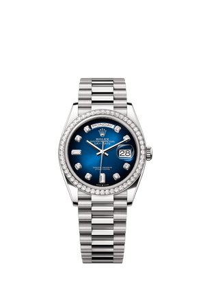Rolex Day-Date 36mm Blue Ombré Diamond Dial White Gold m128349rbr-0010