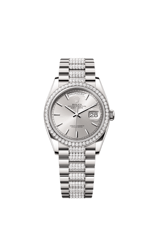 Rolex Day-Date 36mm Silver Dial White Gold m128349rbr-0013