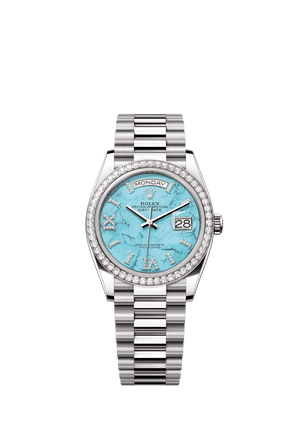 Rolex Day-Date 36mm Turquoise Diamond Dial White Gold m128349rbr-0031
