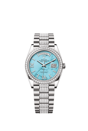 Rolex Day-Date 36mm Turquoise Diamond Dial White Gold m128349rbr-0032