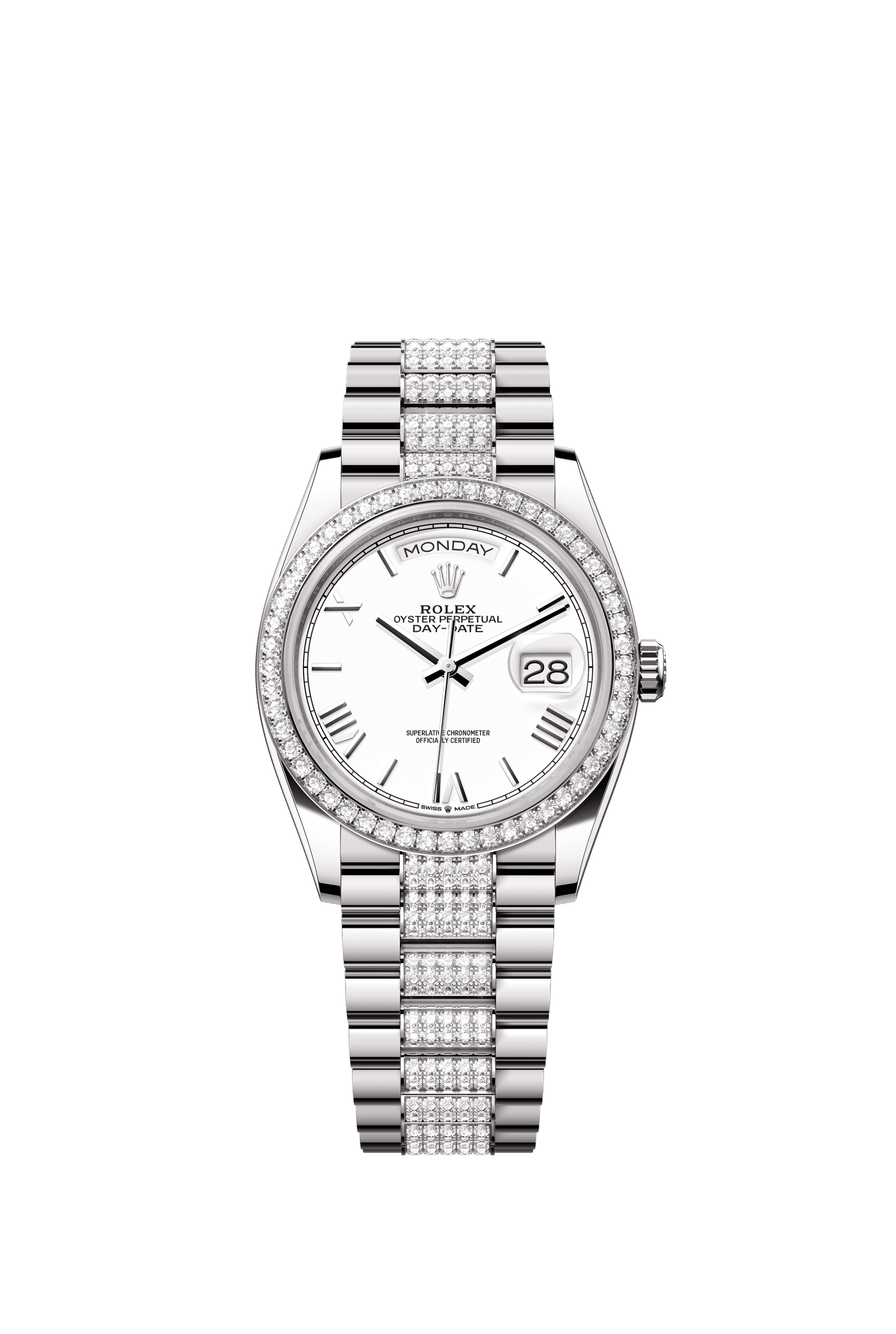 Rolex Day-Date 36mm White Dial White Gold m128349rbr-0044 - WATCHXNYC