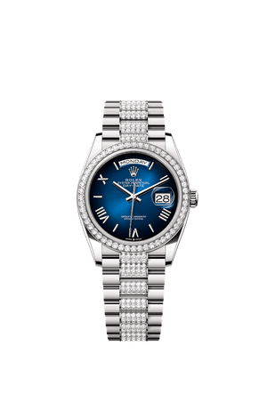 Rolex Day-Date 36mm Blue Ombré Dial White Gold 128349RBR