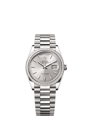 Rolex Day-Date 36mm Silver Dial White Gold m128399tbr-0001