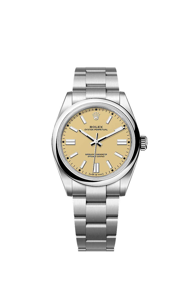 Rolex Oyster Perpetual 41mm Beige Dial Oystersteel 134300 - WATCHXNYC