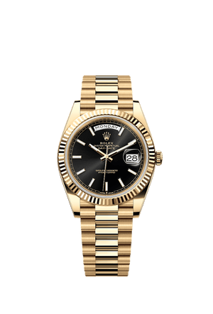 Rolex Day-Date 40 mm Bright Black Dial Yellow Gold 228238