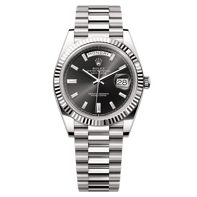 Rolex Day-Date 40mm Black Diamond Dial White Gold 228239-0005 - WATCHXNYC