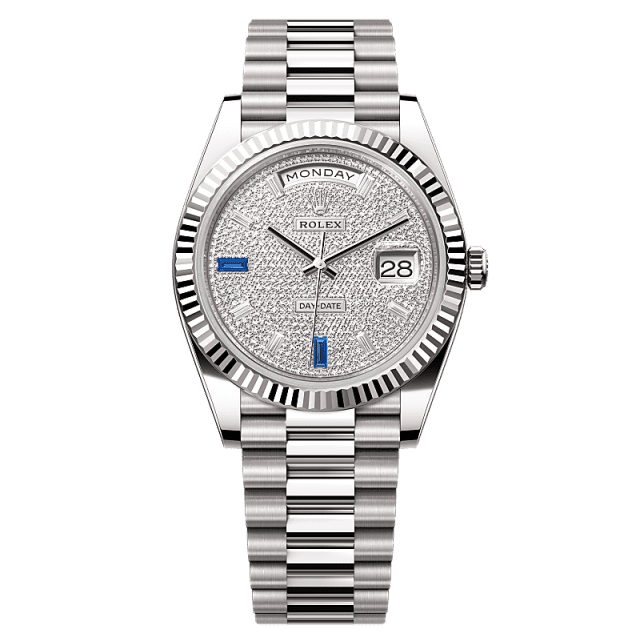 Rolex Day-Date 40mm Diamond Paved Dial White Gold 228239-0049 - WATCHXNYC