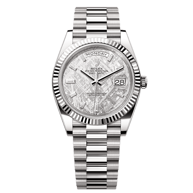 Rolex Day-Date 40mm Meteorite Diamond Dial White Gold 228239-0055 - WATCHXNYC