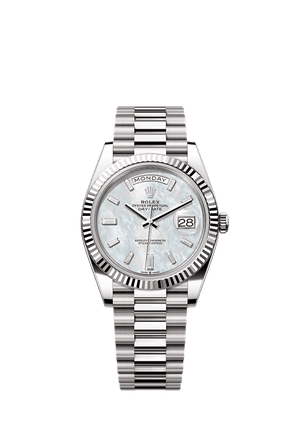 Rolex Day-Date 40mm White Mother-Of-Pearl Diamond Dial White Gold m228239-0078