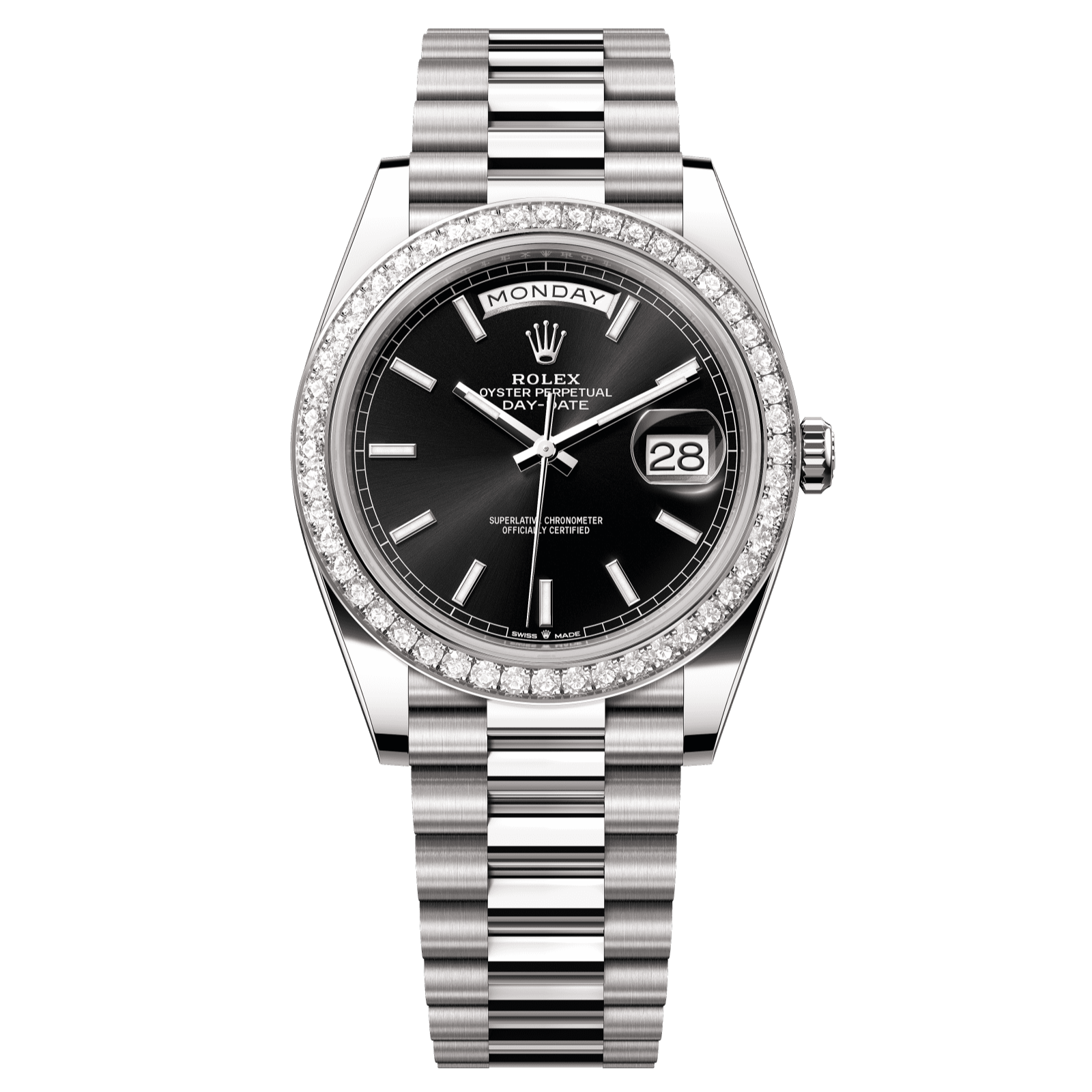 Rolex Day-Date 40mm Bright Black Dial White Gold 228349rbr-0002 - WATCHXNYC